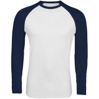 Футболка мужская с длинным рукавом FUNKY LSL белая с темно-синим, размер 3XL