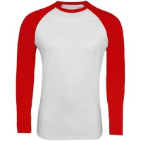 Футболка мужская с длинным рукавом FUNKY LSL белая с красным, размер L