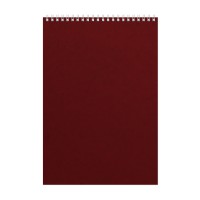 Блокнот Office, бордовый, А4, 198х285 мм, верхний гребень, белый блок, клетка, 60 листов