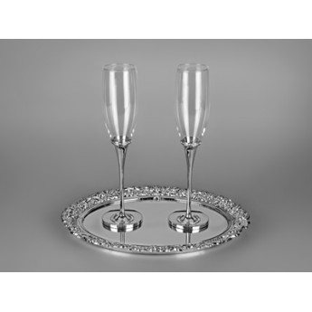 Купить набор «Алмазный фонд» (два бокала для шампанского и поднос) с логотипом 