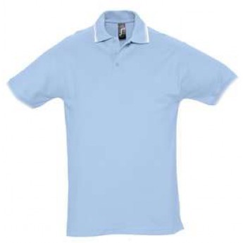 Купить Рубашка поло мужская с контрастной отделкой PRACTICE 270, голубой/белый
