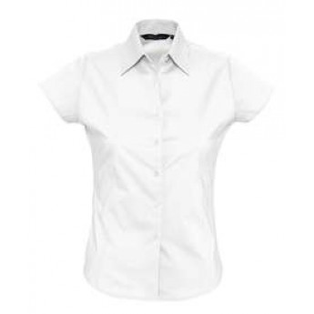 Купить женскую рубашку с коротким рукавом «EXCESS» (белая) с логотипом 