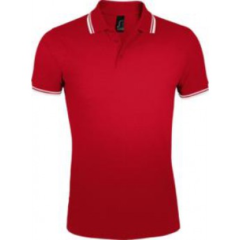 Купить Рубашка поло мужская PASADENA MEN 200 с контрастной отделкой, красная с белым