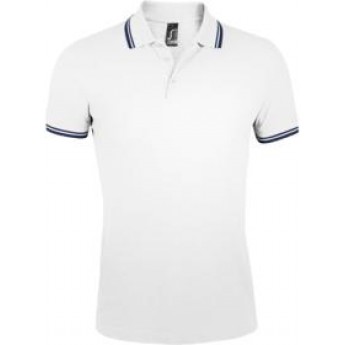 Купить Рубашка поло мужская PASADENA MEN 200 с контрастной отделкой, белая с синим
