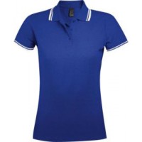 Рубашка поло женская PASADENA WOMEN 200 с контрастной отделкой, ярко-синяя с белым