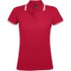 Рубашка поло женская PASADENA WOMEN 200 с контрастной отделкой, красная с белым