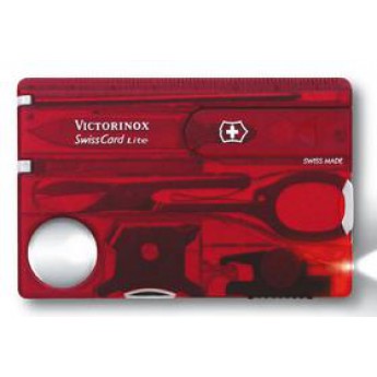 Купить набор инструментов «SwissCard Lite» (красный) с логотипом 