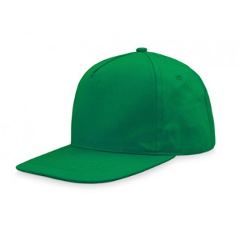 Бейсболка  5-ти панельная с прямым козырьком, зеленый с логотипом