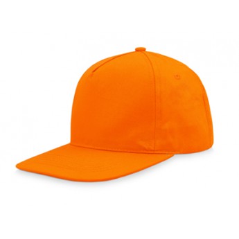 Бейсболка  5-ти панельная с прямым козырьком, оранжевый с логотипом