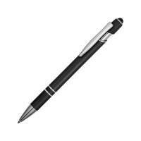 Ручка металлическая soft-touch шариковая со стилусом «Sway», черный/серебристый