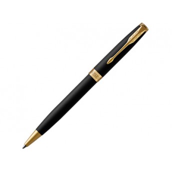 Ручка шариковая Parker модель PK SON MBLK GT BP M.BLK GB, черный/золотистый с логотипом