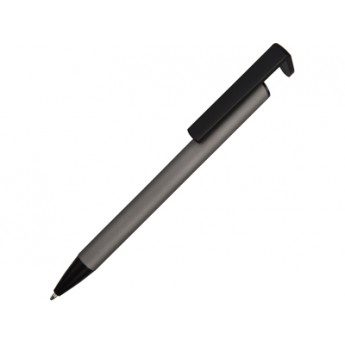 Ручка-подставка шариковая «Кипер Металл», серый с логотипом