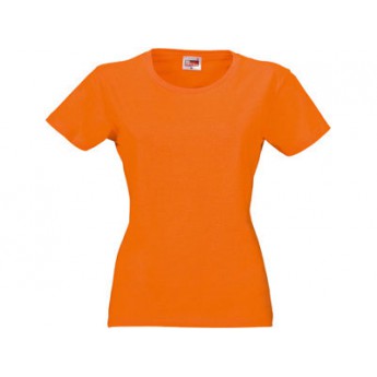 Футболка "Heavy Super Club" женская, оранжевый  с логотипом