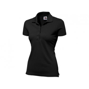 Рубашка поло "First" женская, черный  с логотипом