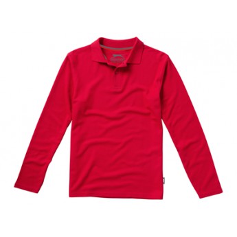 Рубашка поло "Point" мужская с длинным рукавом, красный  с логотипом