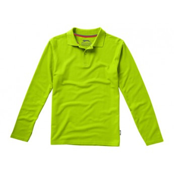 Рубашка поло "Point" мужская с длинным рукавом, зеленое яблоко  с логотипом