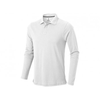 Рубашка поло "Oakville" мужская с длинным рукавом, белый  с логотипом