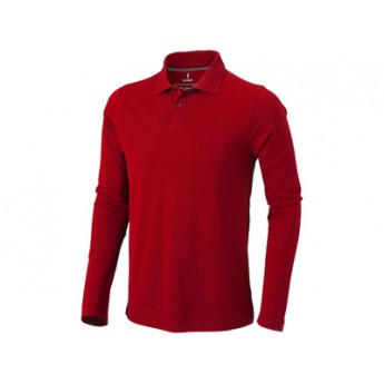 Рубашка поло "Oakville" мужская с длинным рукавом, красный  с логотипом