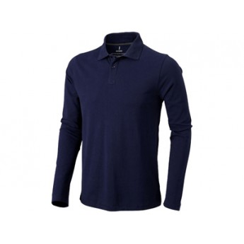 Рубашка поло "Oakville" мужская с длинным рукавом, темно-синий  с логотипом