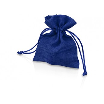 Купить Мешочек подарочный, искусственный лен, малый, темно-синий с логотипом