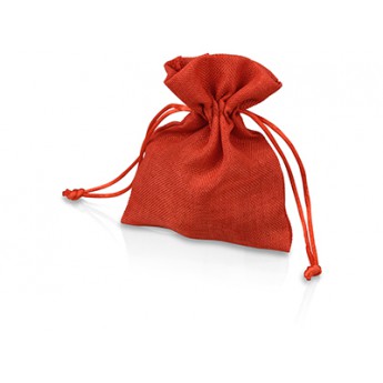 Купить Мешочек подарочный, искусственный лен, малый, красный с логотипом