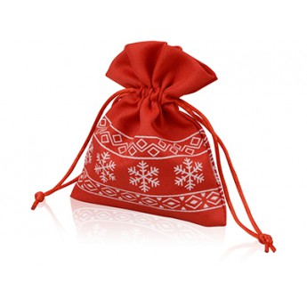 Купить Мешочек подарочный новогодний, хлопок, малый, красный с логотипом