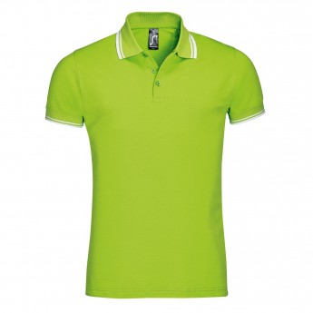 Купить Рубашка поло мужская PASADENA MEN 200 с контрастной отделкой, зеленый лайм с белым, размер S