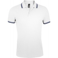 Рубашка поло мужская PASADENA MEN 200 с контрастной отделкой белая с синим, размер S