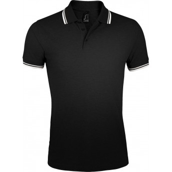 Купить Рубашка поло мужская PASADENA MEN 200 с контрастной отделкой черная с белым, размер XXL