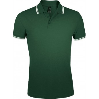 Купить Рубашка поло мужская PASADENA MEN 200 с контрастной отделкой зеленая с белым, размер L