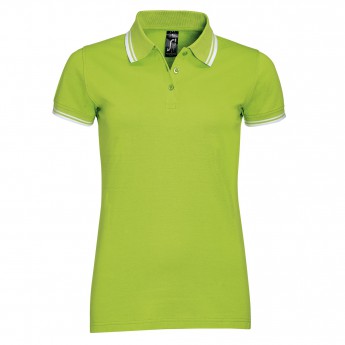 Купить Рубашка поло женская PASADENA WOMEN 200 с контрастной отделкой, зеленый лайм/белый, размер XL