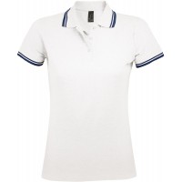 Рубашка поло женская PASADENA WOMEN 200 с контрастной отделкой белая с синим, размер L
