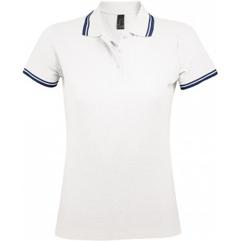 Купить Рубашка поло женская PASADENA WOMEN 200 с контрастной отделкой белая с синим, размер L