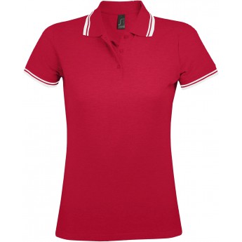 Купить Рубашка поло женская PASADENA WOMEN 200 с контрастной отделкой красная с белым, размер XL