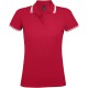 Рубашка поло женская PASADENA WOMEN 200 с контрастной отделкой красная с белым, размер XXL