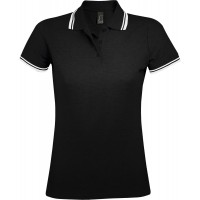 Рубашка поло женская PASADENA WOMEN 200 с контрастной отделкой черная с белым, размер L