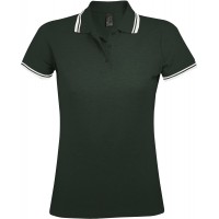 Рубашка поло женская PASADENA WOMEN 200 с контрастной отделкой зеленая с белым, размер L