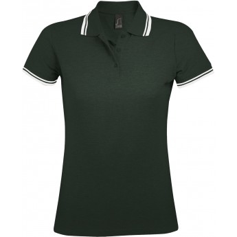Купить Рубашка поло женская PASADENA WOMEN 200 с контрастной отделкой зеленая с белым, размер M