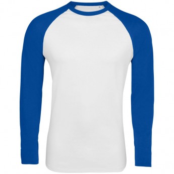 Купить Футболка мужская с длинным рукавом FUNKY LSL белая с ярко-синим, размер XL
