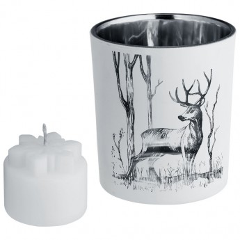 Купить Подсвечник со свечой Forest, с изображением оленя