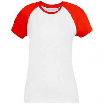 Купить Футболка женская T-bolka Bicolor Lady белая с красным, размер XL