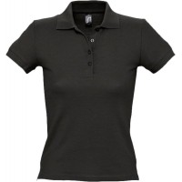 Рубашка поло женская PEOPLE 210 черная, размер L
