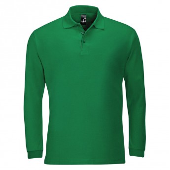 Купить Рубашка поло мужская с длинным рукавом WINTER II 210 ярко-зеленая, размер L