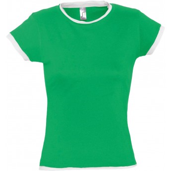 Купить Футболка женская MOOREA 170 ярко-зеленая с белой отделкой, размер S