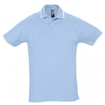 Купить Рубашка поло мужская с контрастной отделкой PRACTICE 270, голубой/белый, размер L