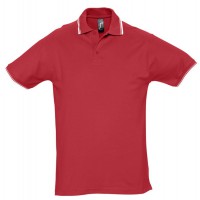 Рубашка поло мужская с контрастной отделкой PRACTICE 270, красный/белый, размер L