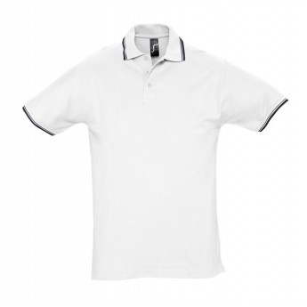 Купить Рубашка поло мужская с контрастной отделкой PRACTICE 270, белый/темно-синий, размер M