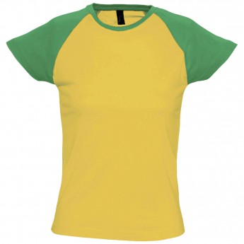 Купить Футболка женская MILKY 150 желтая с зеленым, размер S