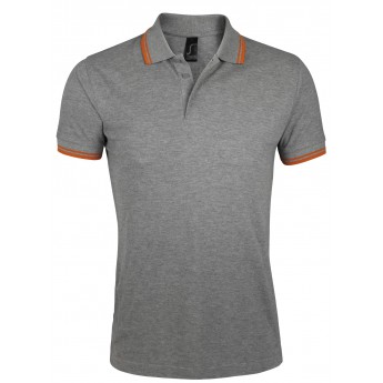 Купить Рубашка поло мужская PASADENA MEN 200 с контрастной отделкой, серый меланж/оранжевый, размер XXL
