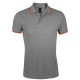 Рубашка поло мужская PASADENA MEN 200 с контрастной отделкой, серый меланж/оранжевый, размер XXL